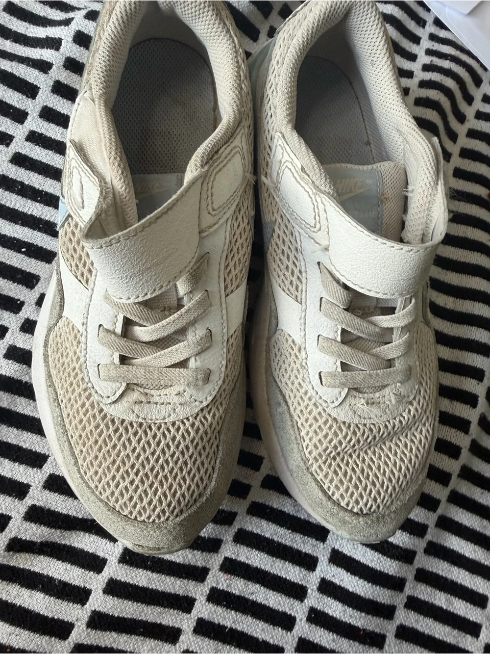 Nike Kids Beige Sneakers with Light Blue Accents